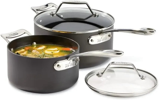 XMSJ Hard Anodized Nonstick Sauce Pan Set Oven Safe