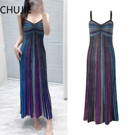 Chujie Women's Stylish Striped Summer Dress for Effortless Elegance