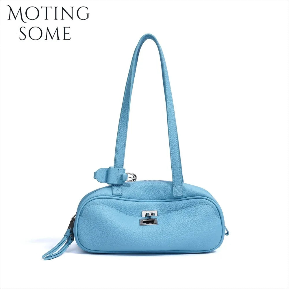 Motingsome First Layer Cowhide Handbag Women Satchel Purse