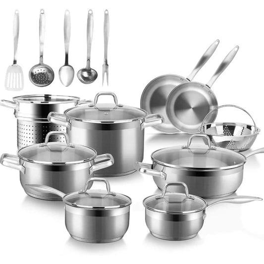 Stainless Steel Induction Cookware Set Heavy Bottom Pots And Pans