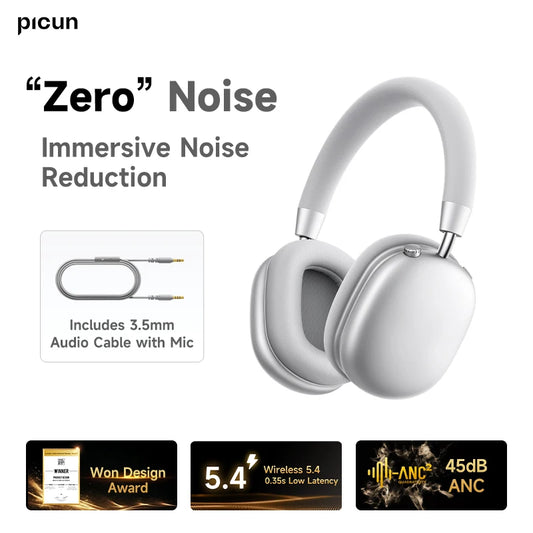 Picun F5 ANC Wireless Bluetooth 5.3 Over Ear Headphones