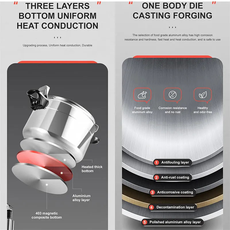 Professional Pressure Cooker Heavy-Duty Aluminum Cooking Pot